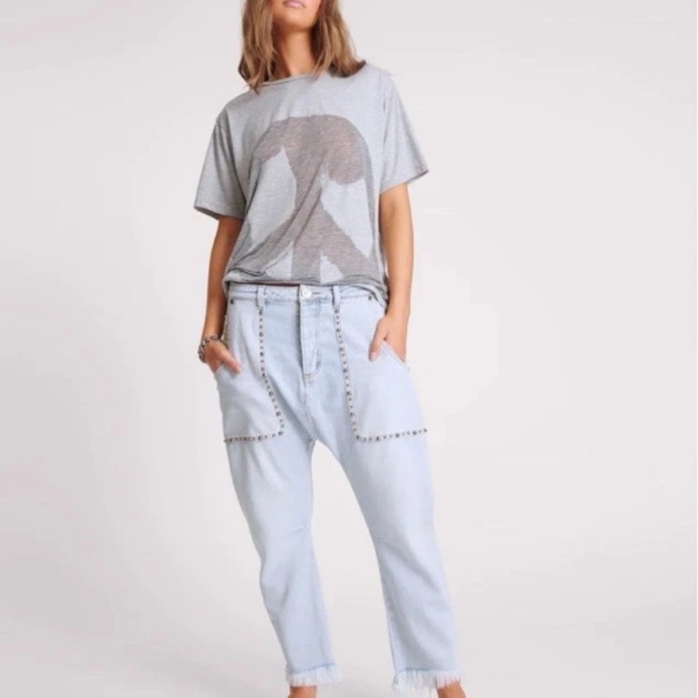 ONE TEASPOON size 24 HUSTLER STUDDED SINNERS DROP CROTCH BOYFRIEND JEANS *J258